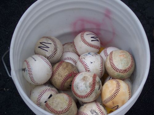 baseball sports bucket of balls