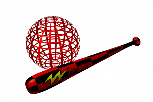 baseball bat globe red
