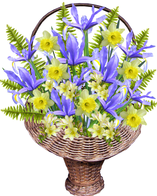basket flowers arrangement