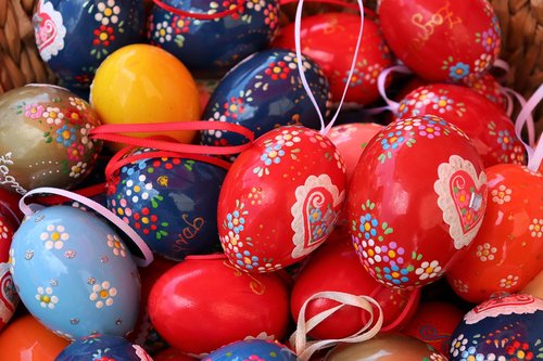 basket  easter eggs  colorful