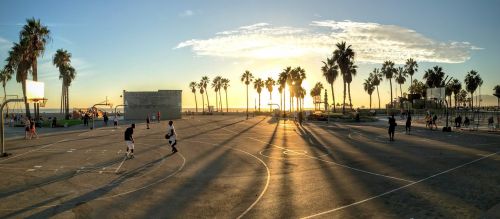 basketball park sunset
