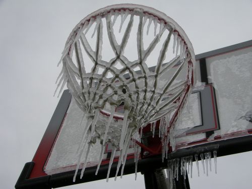 basketball net ice storm season