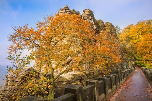 bastei elbe sandstone mountains sunrise