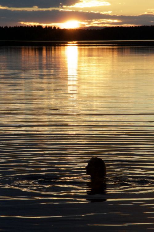 bath sunset lake