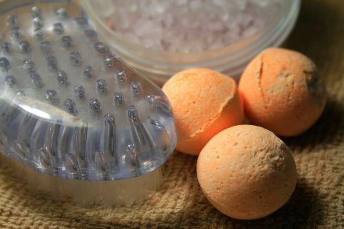 Bath Salt Balls And Nailbrush