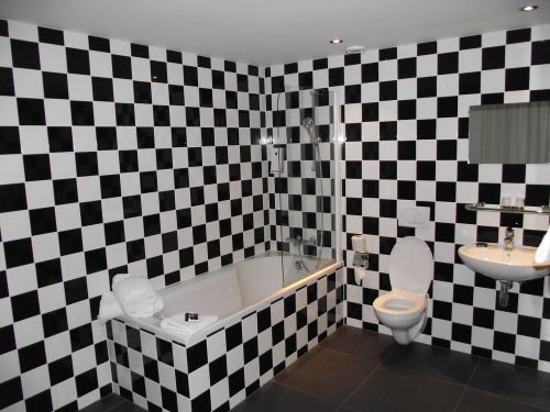 bathroom toilet black white