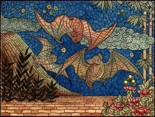 bats cubism mosaic