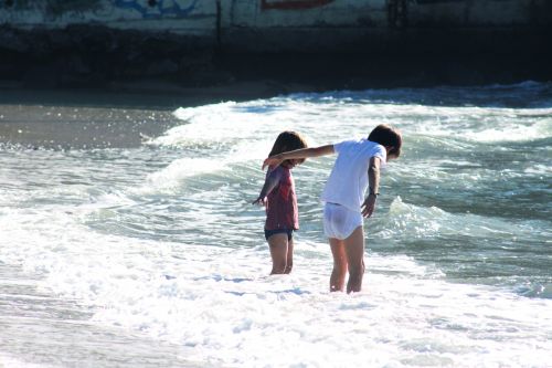 beach children sea