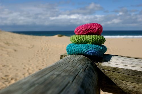 beach yarn bomb colorful