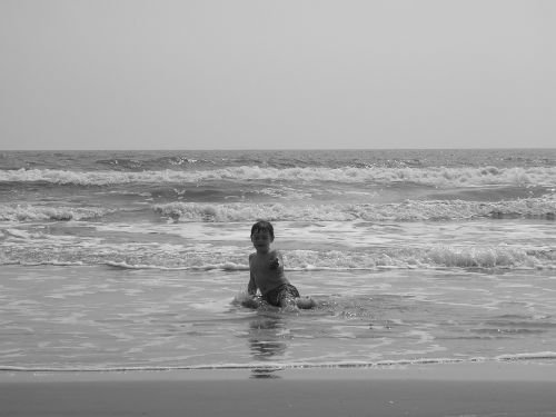 beach boy black and white