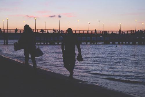 beach sunset people