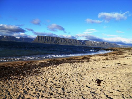 beach mountains sea