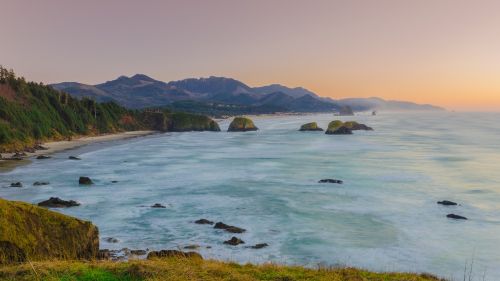 beach coast dawn