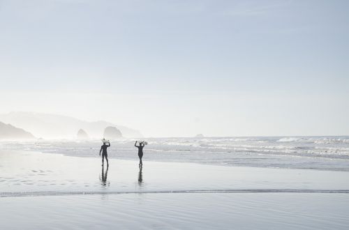 beach coast foggy