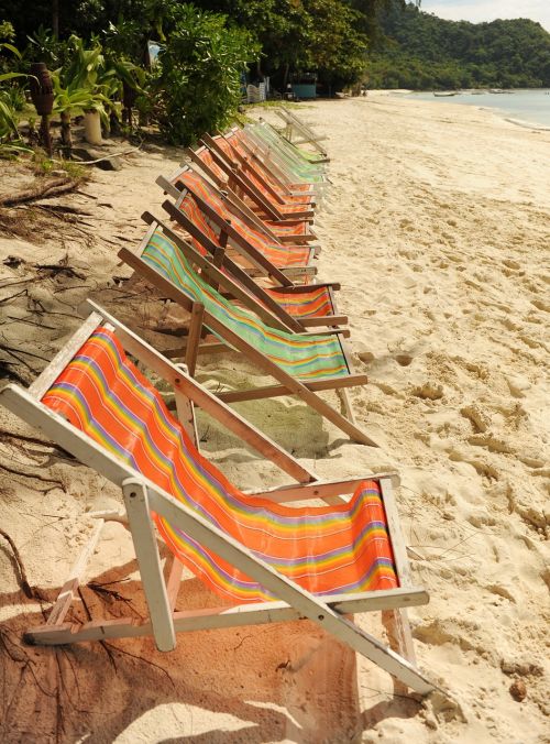 beach chairs sand