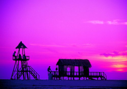 beach sunset lifeguard tower