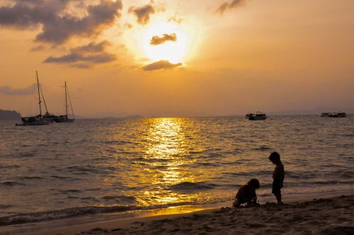 beach figure sunset