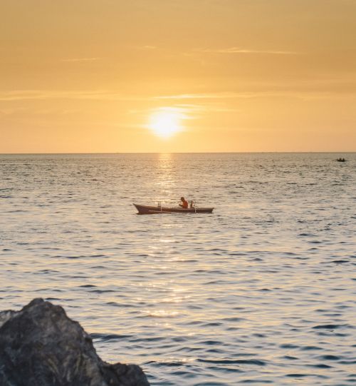 beach boat sunset