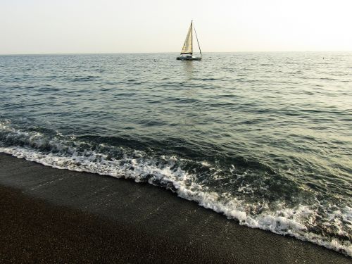 beach sea sailing boat