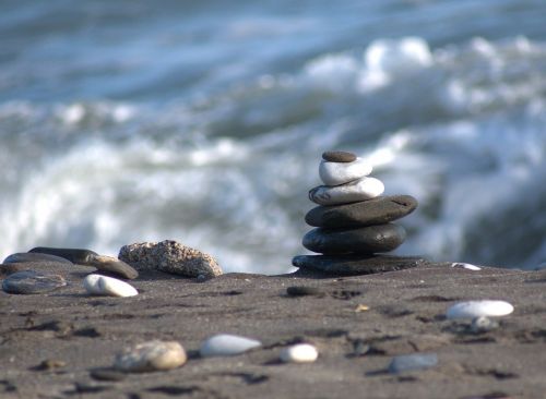 beach stone pile seascape