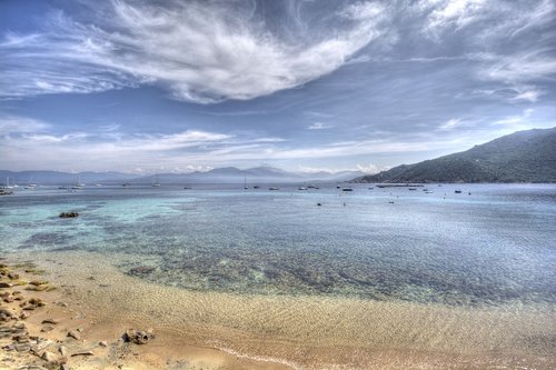 beach  corsica  sky