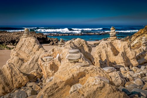 beach  stones  tower