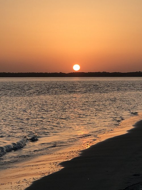 beach  south carolina  sunset