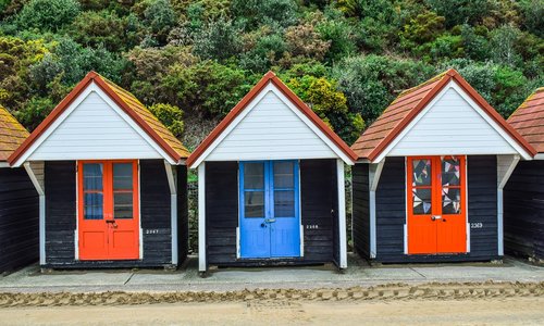 beach  huts  colorful