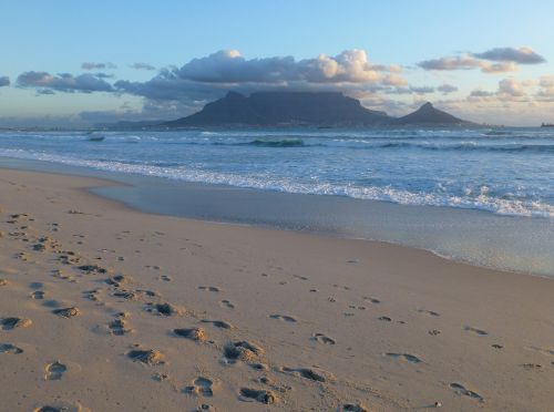 beach footprints wave
