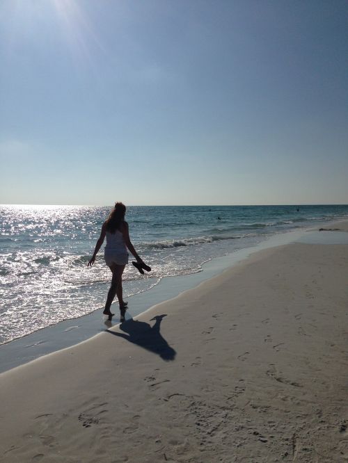 beach girl walking