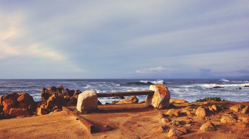 beach sand bench