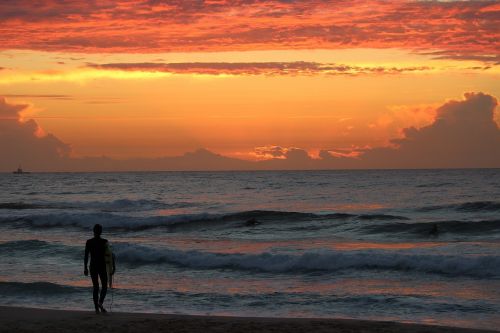 beach surfer silhouette