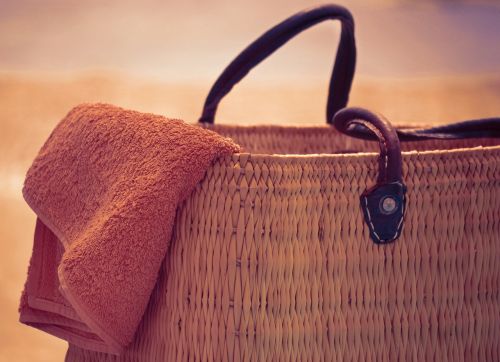 beach bag and towel summer sun