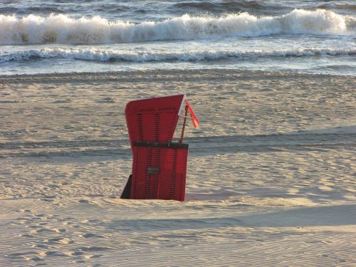 beach chair red baltic sea