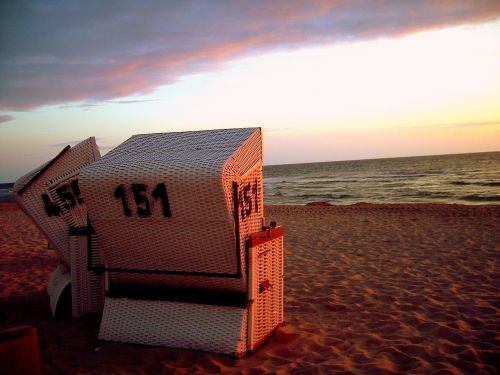 beach chair sunset north sea