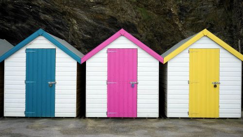 beach hut colourful beach