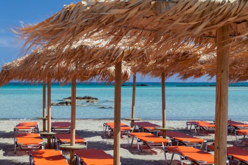 Beach Umbrellas And Sea