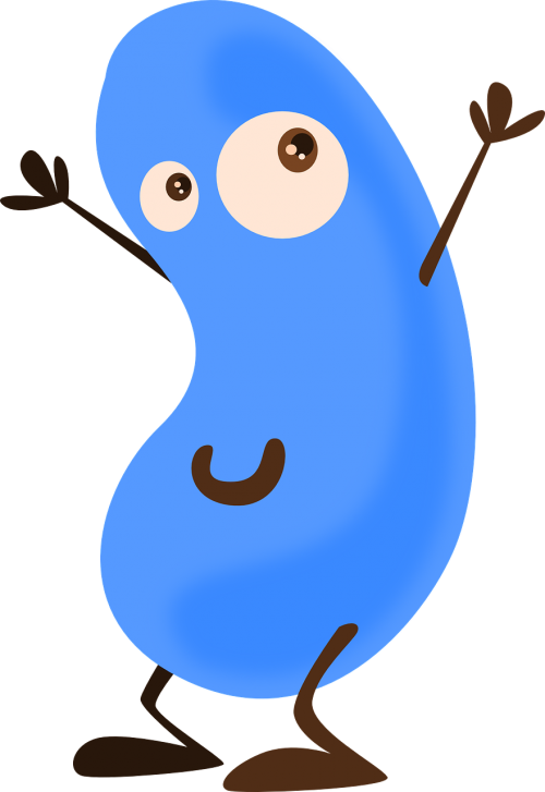 bean cartoon blue