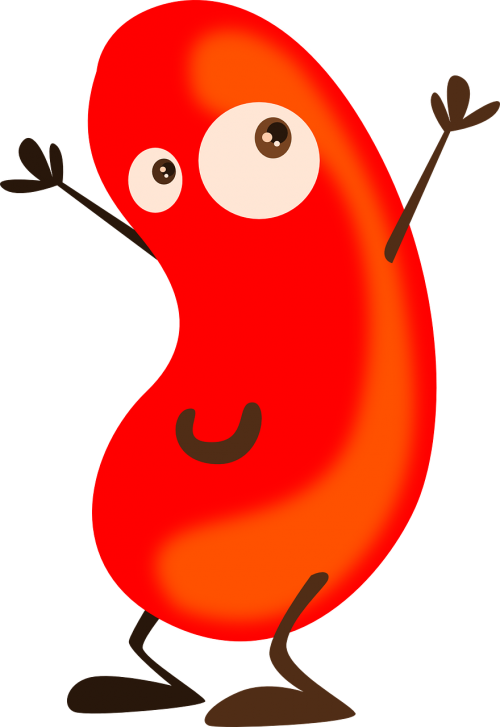 bean cartoon red