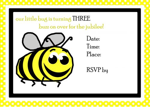 Bee 3rd Birthday Invite