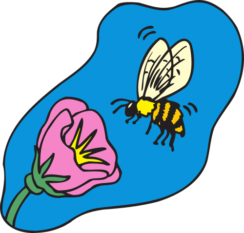 bee flying flower