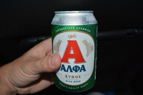 beer greece hand