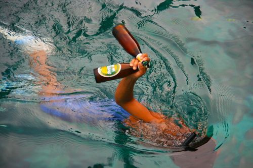beer swimming ocean