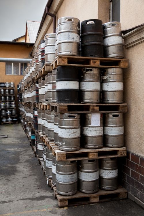 Beer Barrels At Brewery