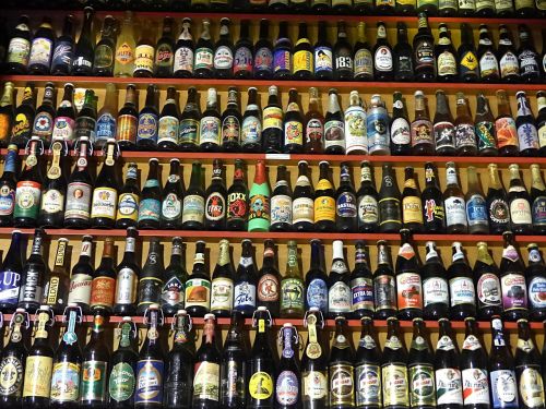 beer bottles beverages shelf