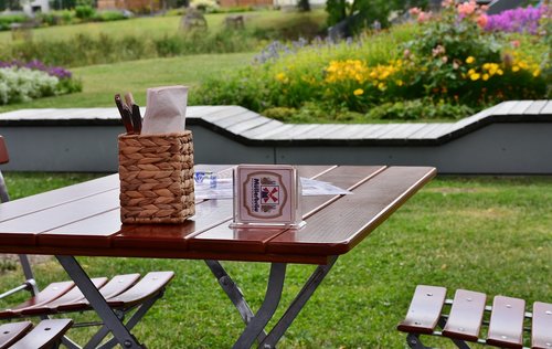 beer garden  table  chairs