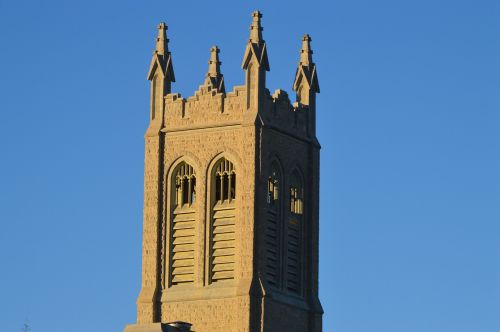 bell tower church blue sky