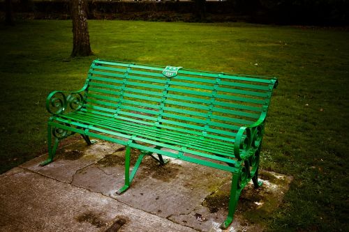 bench metal green