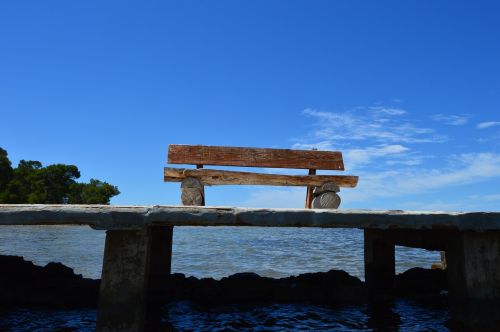 bench pier sea
