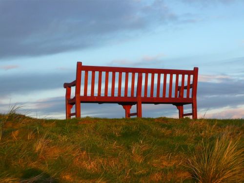 bench red sky